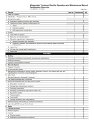 Form 8700-311 Wastewater Treatment Facility Operation and Maintenance Manual Certification Checklist - Wisconsin, Page 2