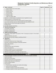 Form 8700-311 Wastewater Treatment Facility Operation and Maintenance Manual Certification Checklist - Wisconsin, Page 3