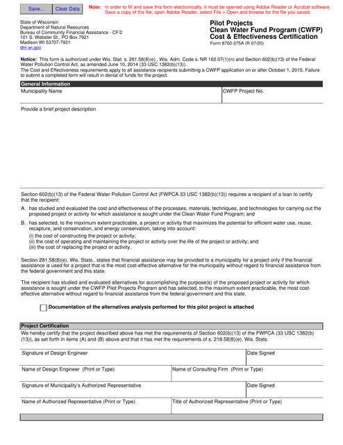 Form 8700-375A  Printable Pdf