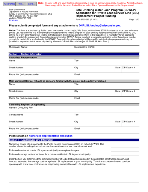 Form 8700-382  Printable Pdf
