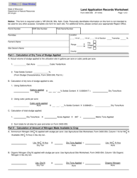Form 3400-056 Land Application Records Worksheet - Wisconsin