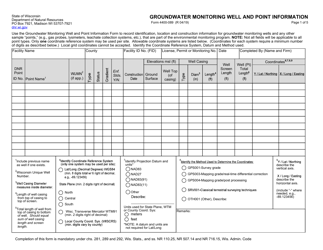 Document preview: Form 4400-089 Groundwater Monitoring Well and Point Information - Wisconsin