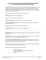 Form 4400-089 Groundwater Monitoring Well and Point Information - Wisconsin, Page 2