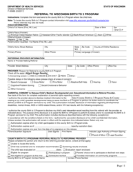 Form F-00688 Referral to Wisconsin Birth to 3 Program - Wisconsin