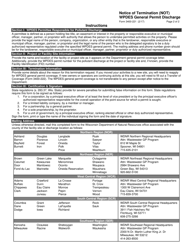Form 3400-221 Notice of Termination (Not) Wpdes General Permit Discharge - Wisconsin, Page 2