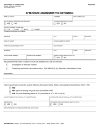 Document preview: Form DOC-2109 Aftercare Administrative Detention - Wisconsin