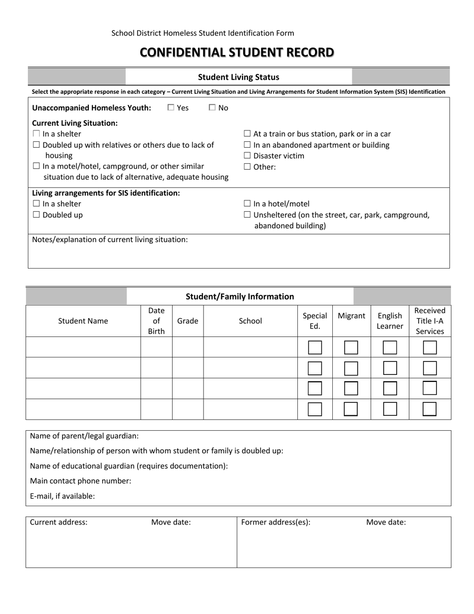 Confidential Student Record - Wisconsin, Page 1