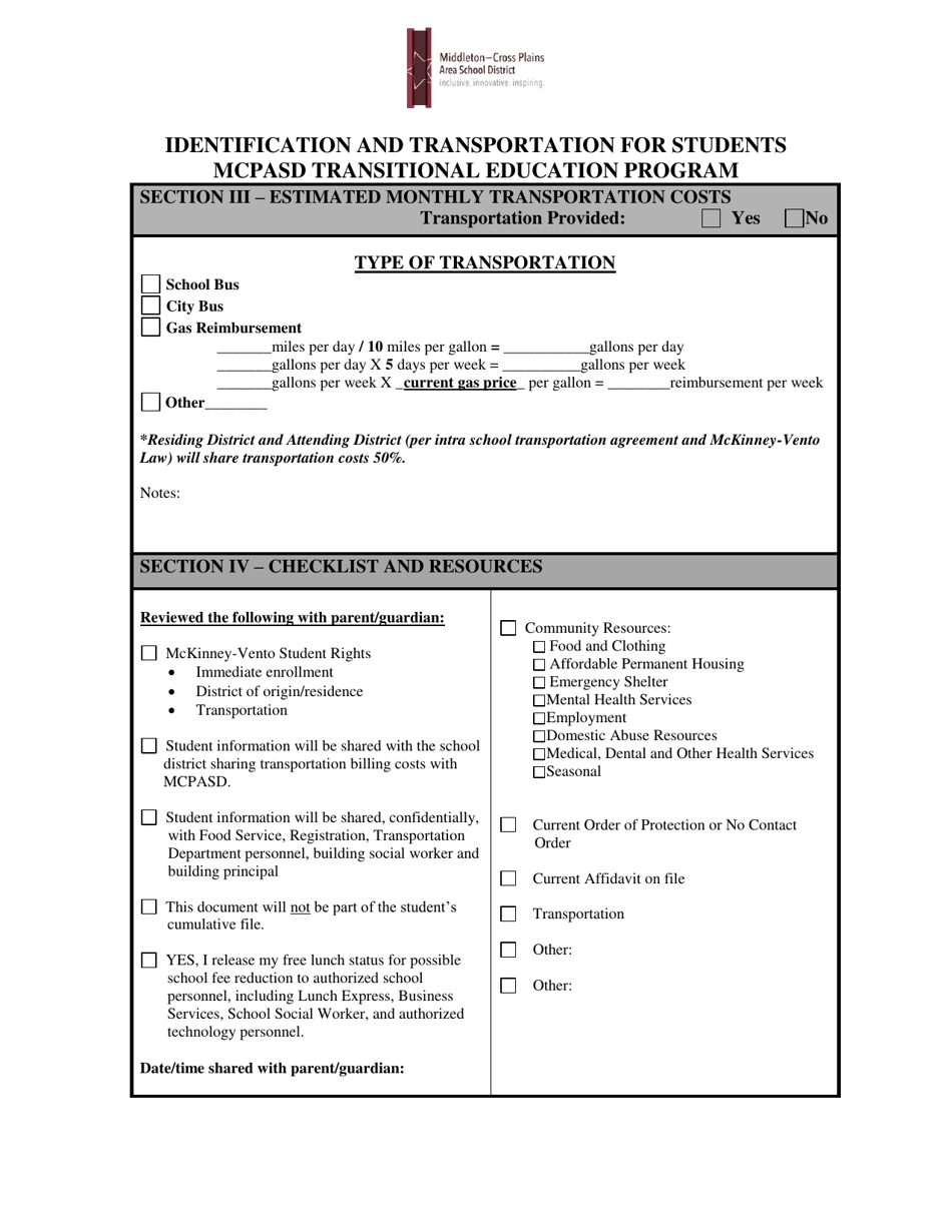 Identification and Transportation for Students - Mcpasd Transitional Education Program - Wisconsin, Page 2