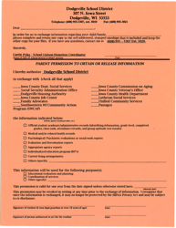Document preview: Parent Permission to Obtain or Release Information - Dodgeville School District - Wisconsin
