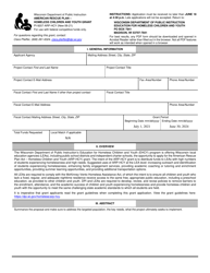 Document preview: Form PI-9207-ARP-HCY American Rescue Plan - Homeless Children and Youth Grant - Wisconsin