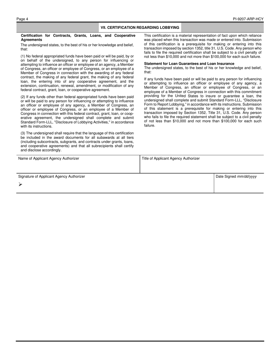 Form PI-9207-ARP-HCY American Rescue Plan - Homeless Children and Youth Grant - Wisconsin, Page 4