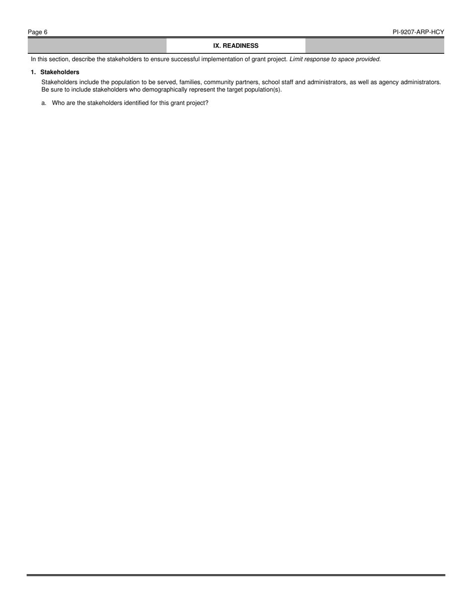 Form PI-9207-ARP-HCY American Rescue Plan - Homeless Children and Youth Grant - Wisconsin, Page 6