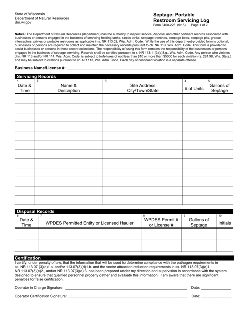 Form 3400-226  Printable Pdf