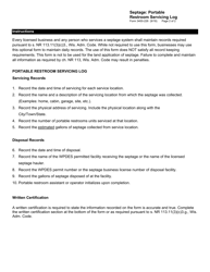 Form 3400-226 Septage: Portable Restroom Servicing Log - Wisconsin, Page 2