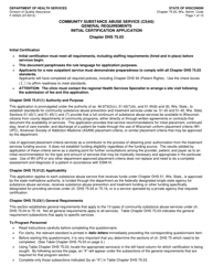 Form F-00523 Community Substance Abuse Service (Csas) General Requirements Initial Certification Application - Wisconsin