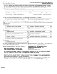 Document preview: Form 3400-066 Wastewater Operator Certification Exam Application - Wisconsin