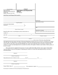 Document preview: Form 4400-067 Solid Waste Land Disposal Site Affidavit - Wisconsin
