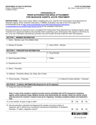 Form F-02666 Prior Authorization Drug Attachment for Headache Agents, Acute Treatment - Wisconsin