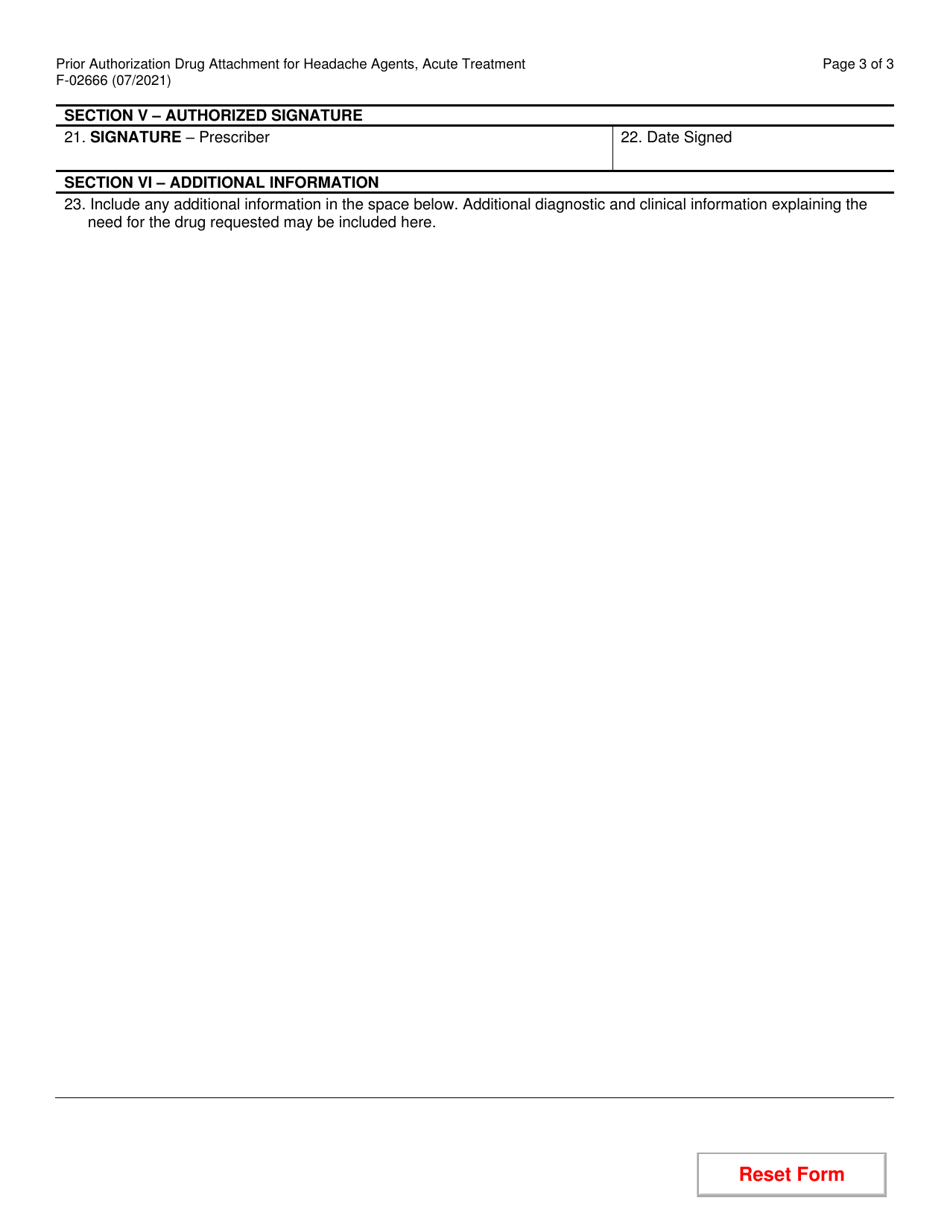 Form F-02666 Prior Authorization Drug Attachment for Headache Agents, Acute Treatment - Wisconsin, Page 3