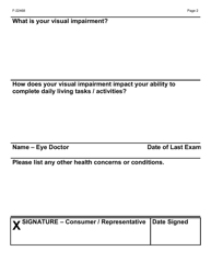 Form F-22468 Application for Services With the Office for the Blind and Visually Impaired - Wisconsin, Page 2