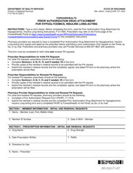 Form F-01749 &quot;Prior Authorization Drug Attachment for Hypoglycemics, Insulins Long-Acting&quot; - Wisconsin