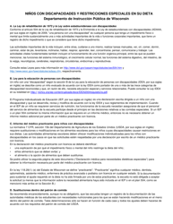 Declaracion Medica Para Necesidades Dieteticas Especiales - Wisconsin (Spanish)