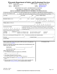 Form 3982 Reciprocal Credential Application for Service Members, Former Service Members, and Their Spouses - Wisconsin, Page 2