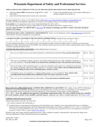 Form 3982 Reciprocal Credential Application for Service Members, Former Service Members, and Their Spouses - Wisconsin, Page 3