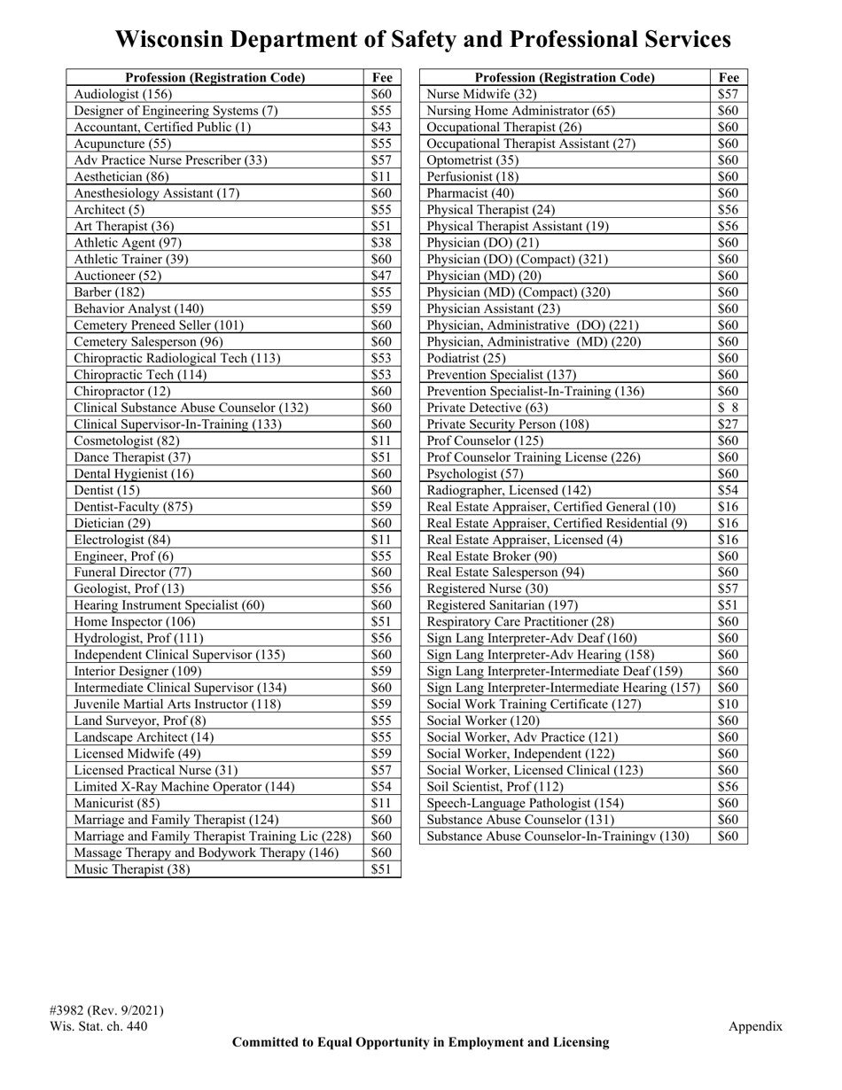 Form 3982 Reciprocal Credential Application for Service Members, Former Service Members, and Their Spouses - Wisconsin, Page 5