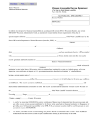 Document preview: Form 4400-072 Closure Irrevocable Escrow Agreement (For Use by Solid Waste Landfills) - Wisconsin