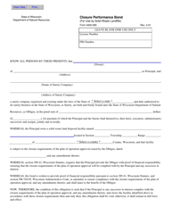 Form 4400-065 Closure Performance Bond (For Use by Solid Waste Landfills) - Wisconsin