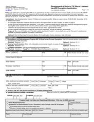 Form 4400-226 Development at Historic Fill Site or Licensed Landfill Exemption Application - Wisconsin