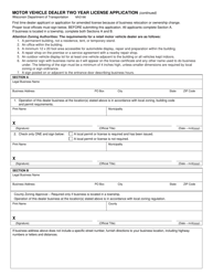 Form MV2186 Motor Vehicle Dealer Two Year License Application - Wisconsin, Page 2