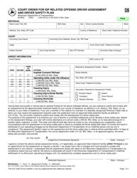 Document preview: Form MV3632 Court Order for Idp Related Offense Driver Assessment and Driver Safety Plan - Wisconsin