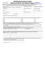 Document preview: Form SP3574 Instructor Application: Motorcycle Skills Test Waiver Program - Wisconsin
