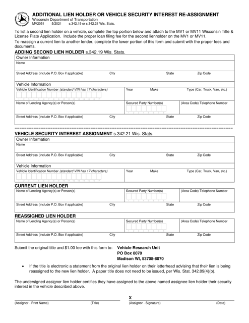 Form MV2051  Printable Pdf