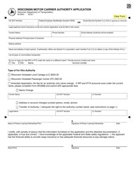 Form MV2843 Wisconsin Motor Carrier Authority Application - Wisconsin, Page 2