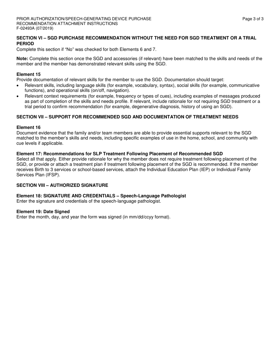 Instructions for Form F-02493 Prior Authorization / Speech-Generating Device Purchase Recommendation Attachment - Wisconsin, Page 3