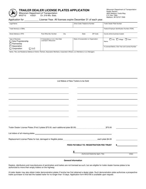 Form MV2710  Printable Pdf