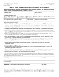 Document preview: Form F-40093 Annual Rosie User Security and Confidentiality Agreement - Wisconsin