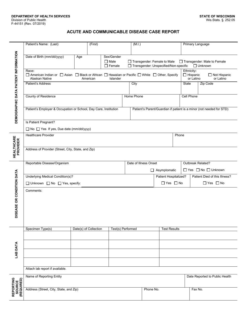 Form F-44151 - Fill Out, Sign Online and Download Fillable PDF ...