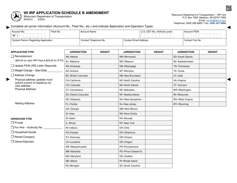 Form MV2912  Printable Pdf