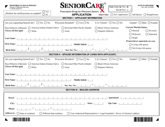 Form F-10076 Seniorcare Application - Wisconsin