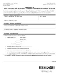 Form F-11037 Prior Authorization/Substance Abuse Day Treatment Attachment (Pa/Sadta) - Wisconsin