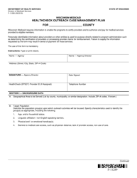 Form F-11289 Healthcheck Outreach Case Management Plan - Wisconsin