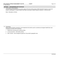 Form F-11289 Healthcheck Outreach Case Management Plan - Wisconsin, Page 2