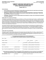 Form F-00514 Community Substance Abuse Service (Csas) Medically Monitored Treatment Service Initial Certification Application - Wisconsin