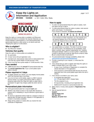 Document preview: Form MV2995 Keep the Lights on License Plate Application - Wisconsin