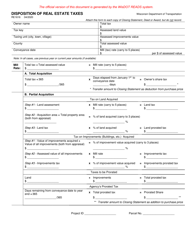 Document preview: Form RE1616 Disposition of Real Estate Taxes - Wisconsin