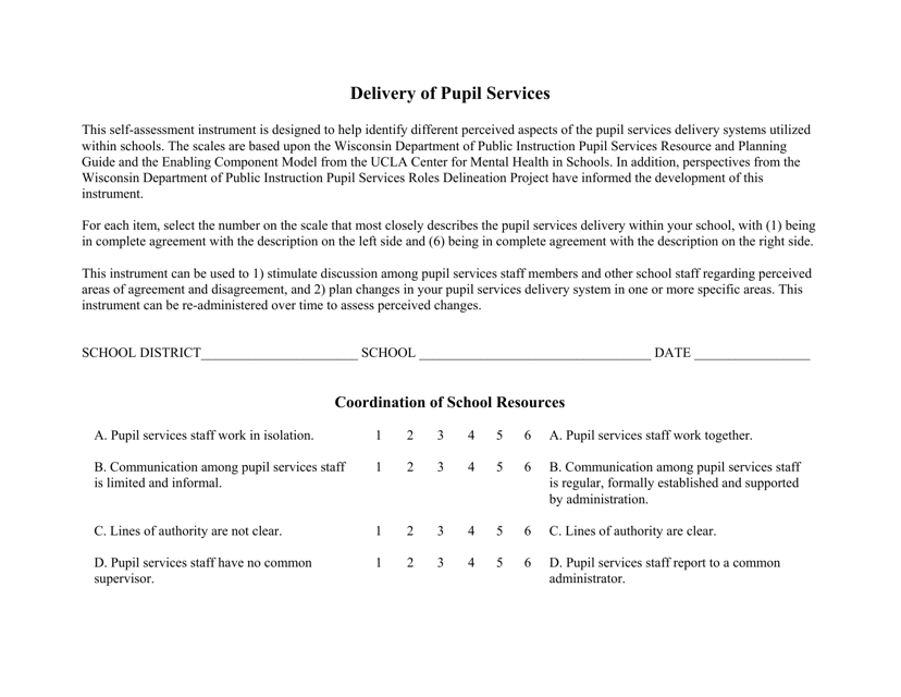 Pupil Services Likert Scale - Wisconsin
